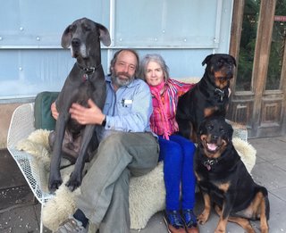 Creatives of the Bay Area Series: Evan Shively and Madeleine Fitzpatrick - Photo 2 of 10 - Shively and Fitzpatrick are shown here with their three dogs that inhabit their property in West Marin, California.