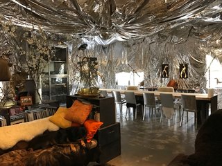 Creatives of the Bay Area Series: Evan Shively and Madeleine Fitzpatrick - Photo 7 of 10 - After seeing a mylar installation by a friend of theirs, they decided to drape their dining room with the bold material.