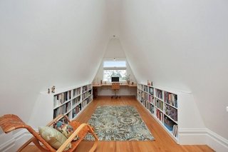 This 1900s attic was converted into a reading room and workspace. 