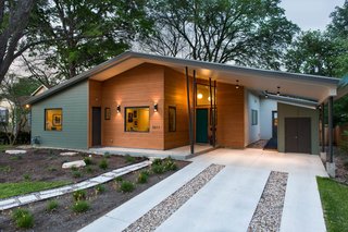 Q&A With an Architect About What it's Like to Design Your Own Home - Photo 1 of 7 - The home pays tribute to the neighborhood's midcentury roots in style and scale. The Hemlock Fir siding is warm and welcoming. There are three entrances—the main entrance, a separate office entrance, and one that goes directly into the laundry/mud room. 