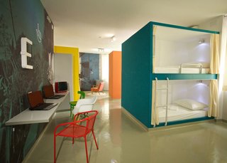 6 Well-Designed Hostels For the Minimalist Traveler - Photo 5 of 6 - Accommodations at Hostel Emanuel are color-blocked with bright hues.