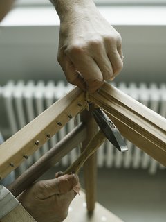 Warp Speed - Photo 8 of 12 - 2. Hammer Twice Equally diminutive tacks are hammered into the leading end of the paper cord to hold it fast.