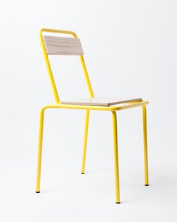04 Chair </p><p> The craftsmen at Belgium’s Ateliers J&J paired welded tubular steel with ashor oak-veneered wood panels to create a rail-thin look. ateliersjetj.com