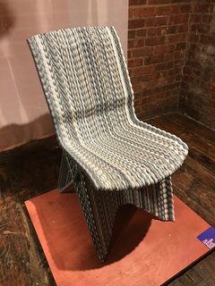 At Wanted, Dutch designer Dirk Van Der Kooij displayed his new 3D-printed chair made of recycled refrigerator plastic parts. 