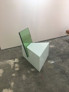 Tension is the theme of Nun x Office GA's half-glass chair, displayed at Site Unseen. 