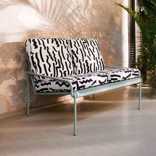 This outdoor collection for West Elm resulted from a collaboration between L.A.-based metal worker Eric Trine, and Brooklyn-based textile designer Ellen Van Dusen. Trine's powder-coated steel frame sofa paired with Dusen Dusen's bold, graphic cushions will be a standout in any backyard.