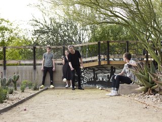 Beyond the bocce court is the skate bowl, which the Wessels designed with CA RampWorks. 