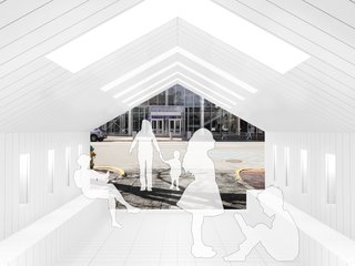 "Snarkitecture's installation is titled ‘Playhouse.’ Through their research, they found the area between 3rd and 4th Street to be a very family-friendly part of Washington Street. Snarkitecture is taking over the alley between these streets to create a playhouse that brings the scale of architecture to a younger audience. Two doors south of their installation is a children’s museum; across the street is a world-renowned indoor playground. Snarkitecture is working with local cabinetmaker Kramer Furniture to produce this fun idea, which will no doubt be a huge attraction for the community." 