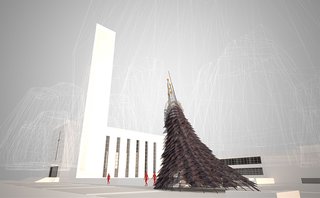 Wiikiaami by Studio: Indigenous </p><p><br> Constructed of rebar and perforated copper scales, a contemporary "wigwam"—wiikiaami in the language of the indigenous Miyaamia people—serves as a gathering space as well as a gateway to Eliel Saarinen’s First Christian Church.