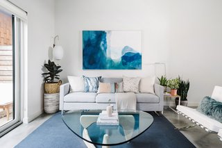 The living area is inspired by the owners' love of St. Barts.
