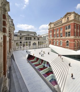 Part of an Epic Expansion, London’s V&A Museum Paves its Courtyard With 11,000 Porcelain Tiles - Photo 2 of 10 - Shown here is the Sackler Courtyard and cafe at the V&A's Exhibition Road Quarter.