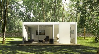 The Backyard Lounge and Office is 330 square feet and features windows on all sides. 