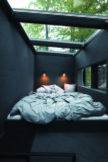 The sleeping area features skylights that allow for stargazing at night.