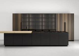 K21 kitchen by Boffi </p><p>Prices upon request Norbert Wangen’s K21 kitchen system for Milan-based Boffi, introduced in 2017, offers extruded aluminum handles in an anodized matte-black finish and upper cabinets in dark wood and PaperStone black Slate. 