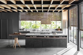 VVD kitchen collection by DADA </p><p>Prices upon request Belgian architect and designer Vincent Van Duysen’s new kitchen system for DADA includes a number of black finishes for cabinets and worktops, such as Ferrovia steel (shown here on the short cabinets) and Pewter Metal Matt Lacquer (on the tall cabinets). 