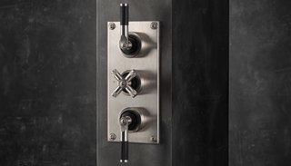 Industrial thermostatic shower valve trim by Samuel Heath </p><p>From $4,116 The Bauhaus-influenced LMK shower controls from British maker Samuel Heath come in a combination of satin nickel and matte-black chrome.