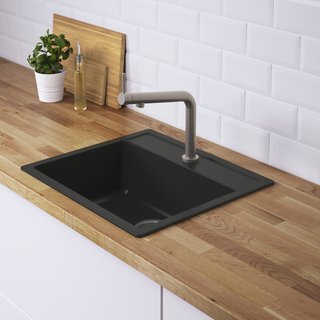 Hällviken sink by IKEA</p><p>$211 For a relatively low-cost splash of black in the kitchen, try IKEA’s Hällviken sink. The stone powder and acrylic basin is completely non-porous for easy cleaning. 