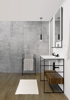 C2 vanity by Wetstyle</p><p>From $2,195 Designed by Pierre Belanger with Wetstyle Design Lab, the C2 vanity is made of a stainless steel frame with rungs on the sides for hanging accessories. It comes in two sizes, 24 and 30 inches, and has an optional matte-black finish. 
