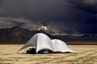 16 Otherworldly Photos of Burning Man Architecture - Photo 5 of 16 - Aluminet fabric over PVC pipes
