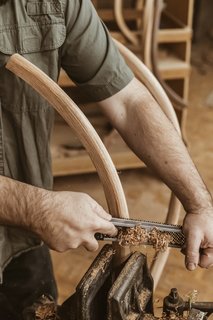 Watch: It Takes 9 Hours For Woodworkers to Make This Shaker-Inspired Chair - Photo 14 of 19 - Rasp: A band saw and a router slice the sharp edges off, then both a coarse and a fine rasp are used to create the round-to-flat shape of the arm.