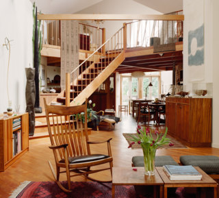 Legendary Textile Artist Kay Sekimachi’s Renovated Berkeley Victorian Is a True Creative Haven - Photo 1 of 6 - Architect Albert Lanier transformed Kay Sekimachi and Bob Stockdale's Berkeley Victorian into a bright, open-plan residence that holds a treasure trove of work done by the couple and their friends. A small bedroom is tucked in the back of the upstairs aerie.