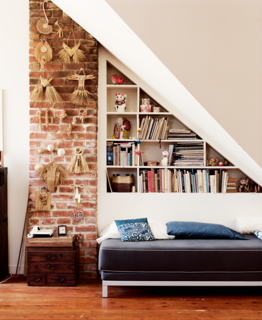 Legendary Textile Artist Kay Sekimachi’s Renovated Berkeley Victorian Is a True Creative Haven - Photo 4 of 6 - The mezzanine, which used to be Sekimachi's main work studio but now serves as an archive, holds a daybed that's ideal for napping.