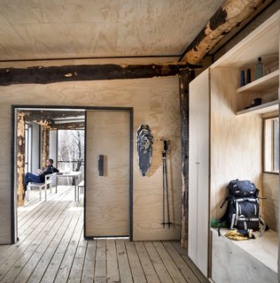 The interior surfaces of The Phoenix are either raw plywood or galvanized metal resulting in a utilitarian feel with no maintenance needs.