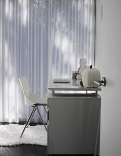 Once Covered in Mold, a Midcentury Gem Outside Chicago Is Reborn - Photo 8 of 15 - A Tribeca desk from Jesper Office furnishes one of the children’s bedrooms. The cable-knit pumpkin is from Target.