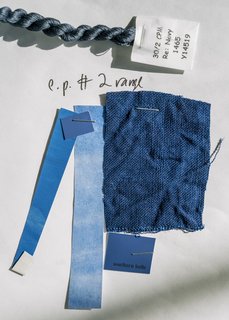 <b>2 Transfer to Loom </b> Turning an artwork on paper into a woven textile requires multiple rounds of color swatches, pattern samples, and visits to the MTL mill in Jessup, Pennsylvania, to determine the correct formula. 