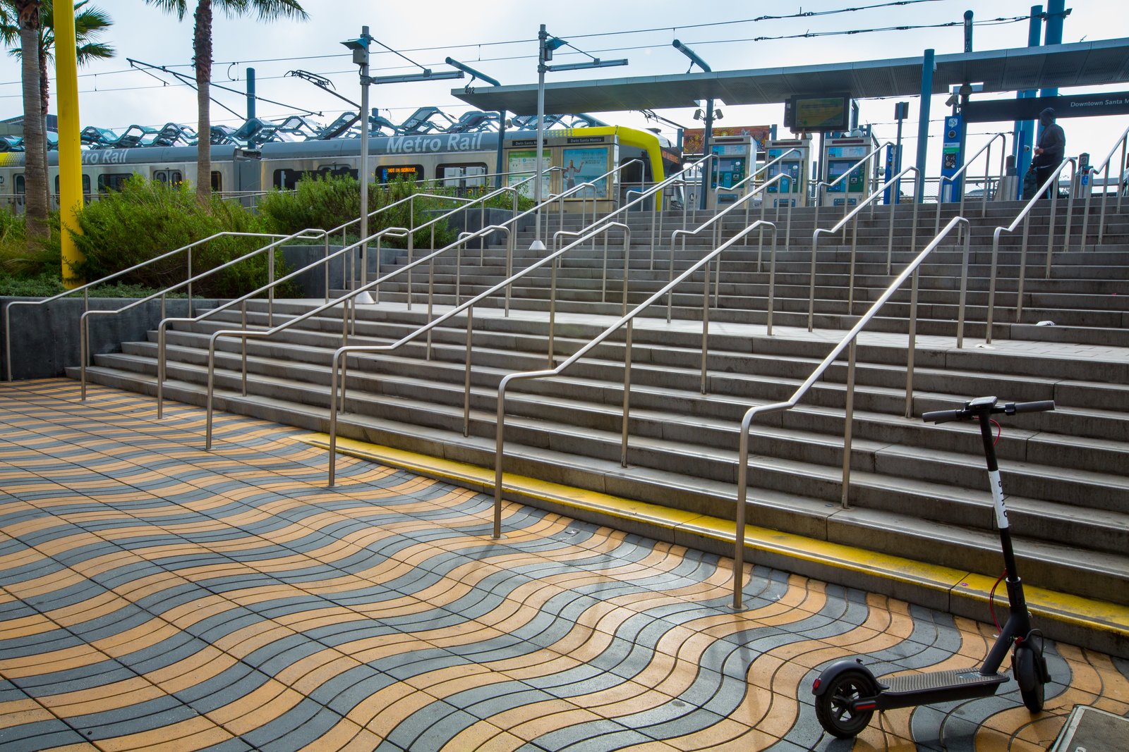 The Colorado Esplanade runs alongside the Downtown Santa Monica station on the Metro Expo Line.