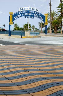 Paving the Way For Iconographic Landmarks - Photo 1 of 17 - The iconic Santa Monica pier at the corner of Colorado and Ocean Avenues, paved with Stepstone’s Wave Pavers. 