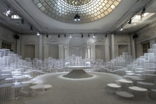 "Altered States" by Snarkitecture for Caesarstone was showcased inside an abandoned 19th-century building. 