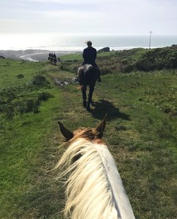 We climb the hills on horseback for a bird's eye view of the beach.
