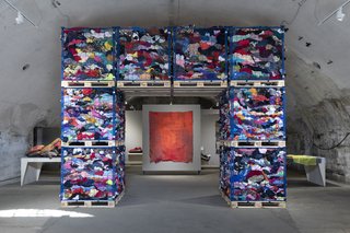 The "Arch of Trash," an installation containing three tons of junked clothing, greeted visitors at "Waste No More."