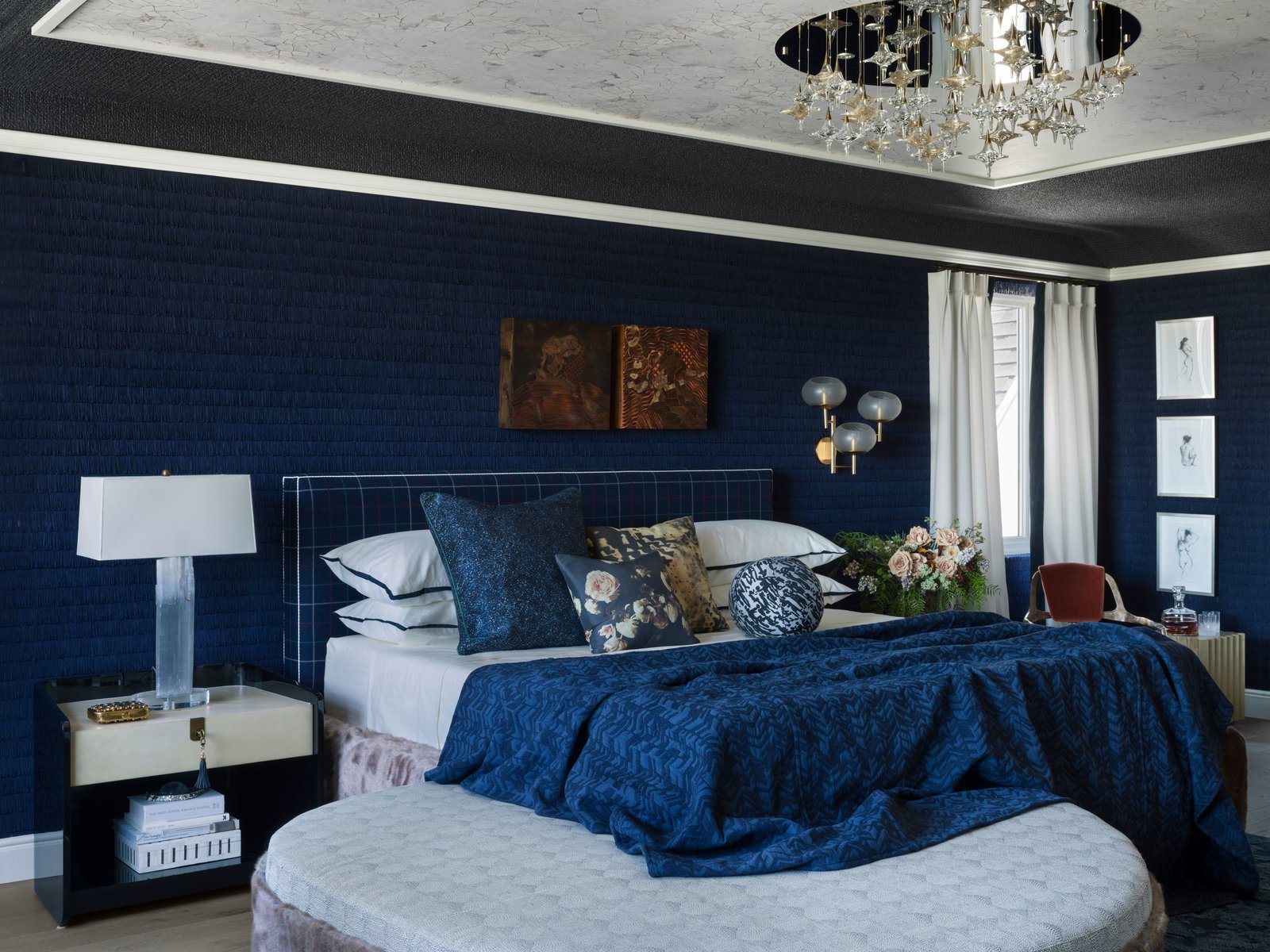 Jeff Schlarb calls the master bedroom "Ten Thousand Dreams" for its ability to "allow dreams to flourish. For this room we aimed to create a retreat in the home—a space for romance, abundance and comfort."