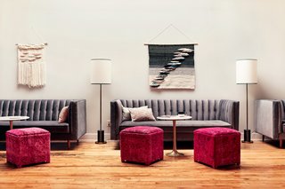 Rotating artwork—all made by various female artists—is displayed on the walls.