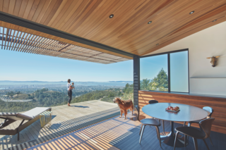 To prioritize the Skyline House’s stunning San Francisco Bay views, architect Ivan Terry crafted a Western Red Cedar "wood tube" that allows for front to back views of the bay. 