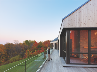 The homeowners of the Hilltop house spent time studying the wind and sun movements along their Niagara Escarpment property so that, when it came time to build, they could capitalize on the natural movement of the light and air in the design of their home. 