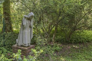 In addition to his book collection, Adams left the statue Saint Joan of Arc by artist Henry Rox on the property. Rox’s works have been shown at the Metropolitan Museum of Art, Solomon R. Guggenheim Museum, and Whitney Museum of American Art. 