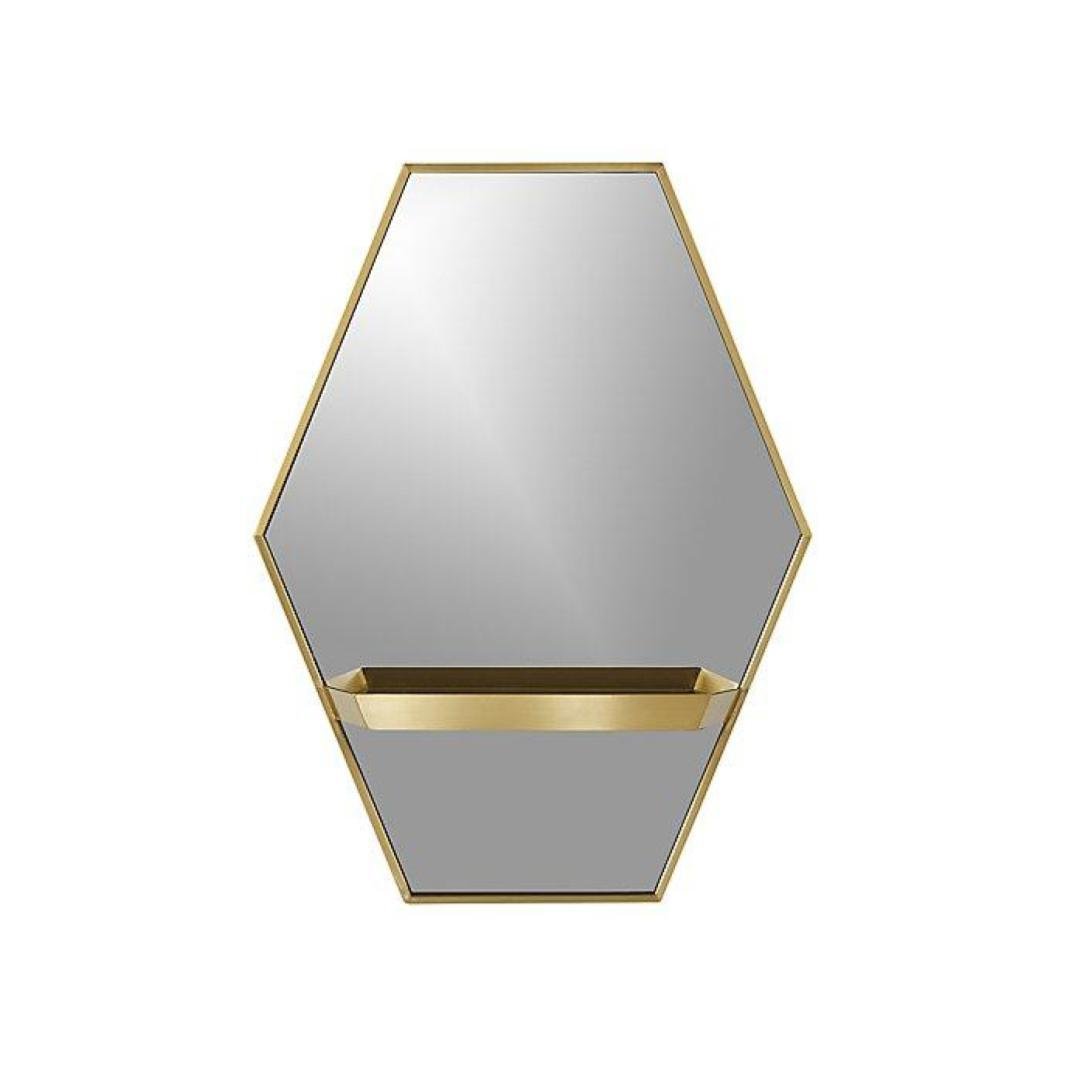 Crate Barrel Reina Brass Wall Mirror With Shelf By