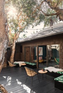 The private patio can accommodate work or play. 