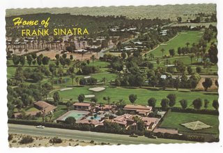A historic postcard sends greetings from the home of Frank Sinatra.