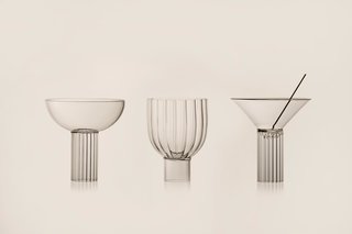 This glassware trio recalls 1930s Italian modernism and are part of Souvenir Milano, curated by Raffaella Guidobono and presented during Milan Design Week 2018.
