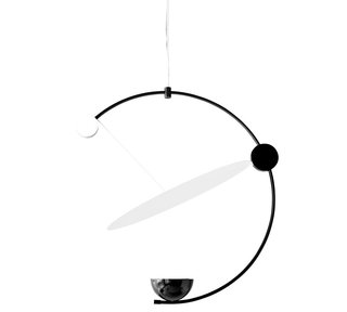 With an adjustable round reflector, Cecilia Xinyu Zhang’s Equant suspension lamp offers indirect and diffused illumination.