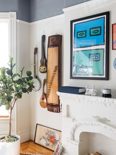 Facets of Windy's wide-ranging interests adorn her living room.