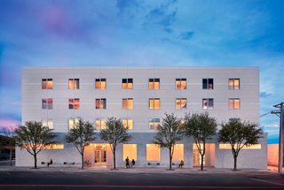 Hotel Saint George is Marfa's newest hotel, and mixes a nod to the town's military and industrial history with high-end finishes and products in both public and private spaces. 