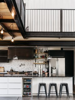 The kitchen cabinets are from IKEA and the full refrigerator is by LG.