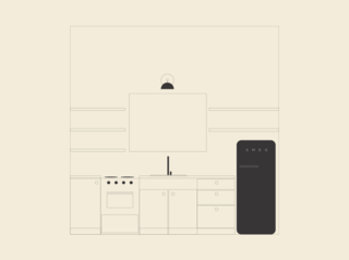 The team drew an initial kitchen sketch.