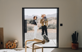 Over five months, Naude and Brown renovated their desert bungalow into a design retreat and second home for themselves, baby Rico, and their dog, Mona.