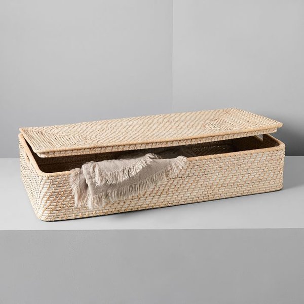 West Elm Modern Weave Underbed Storage Basket Whitewashed by West Elm